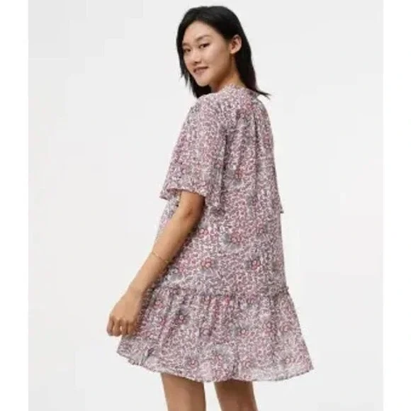 LOFT Flowerbud Button Sleeve Dress Size XS EUC - Picture 2 of 8